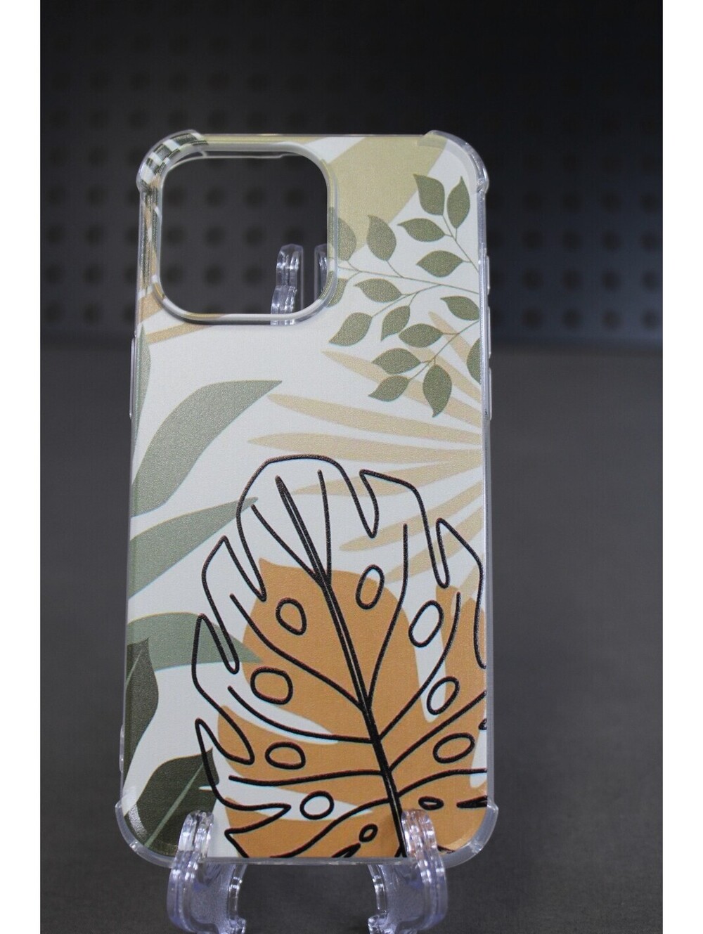 Abstract Leaf Clear Bumper Case for iPhone 15 Pro Max
